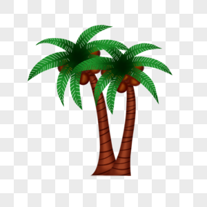 手绘卡通创意初夏可爱夏天椰子树元素免扣海边椰子椰子树图片