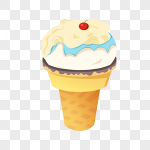 夏日美食水果冰激凌甜筒插画图片