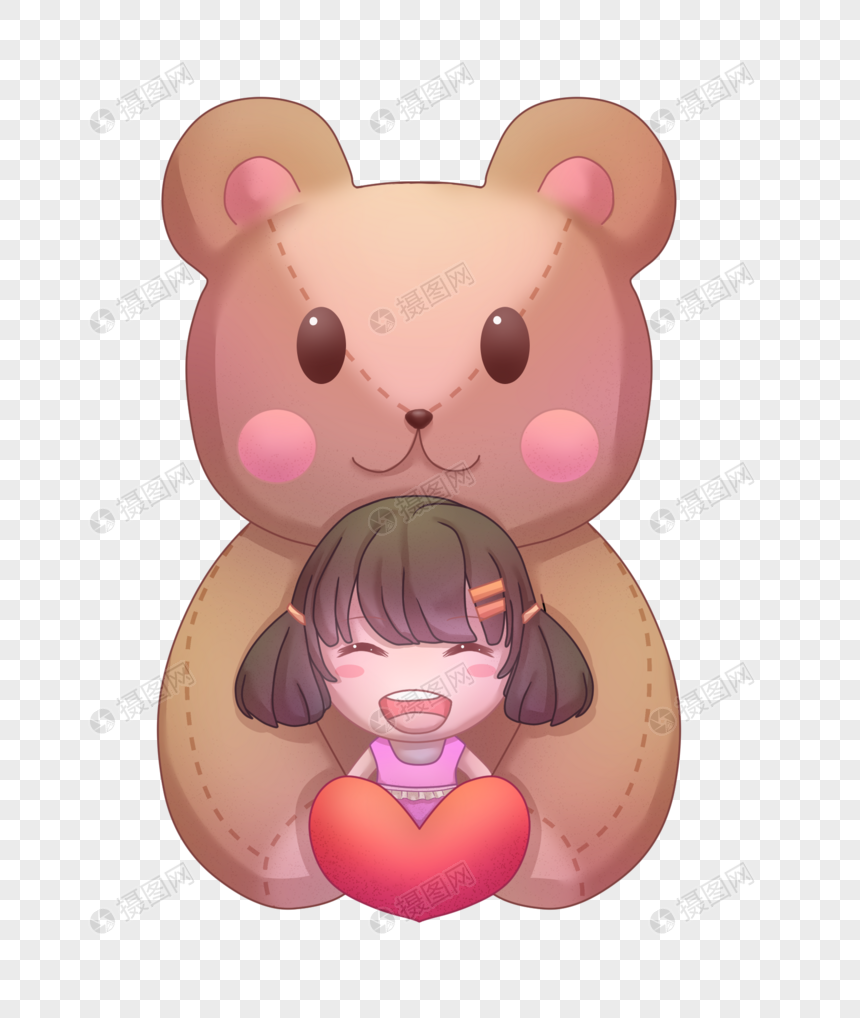 玩具熊抱女孩