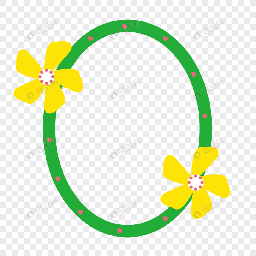 黄色圆形花卉边框图片