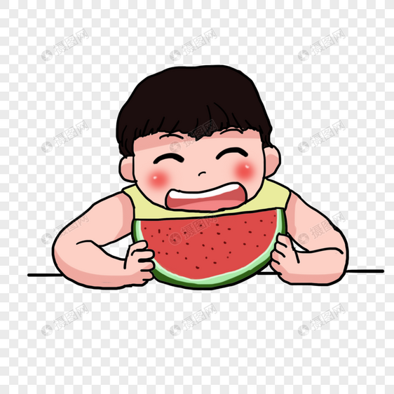 小男孩吃西瓜图片