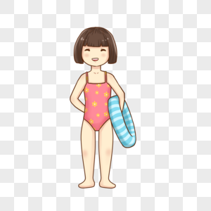 夏天穿泳衣的小女孩高清图片