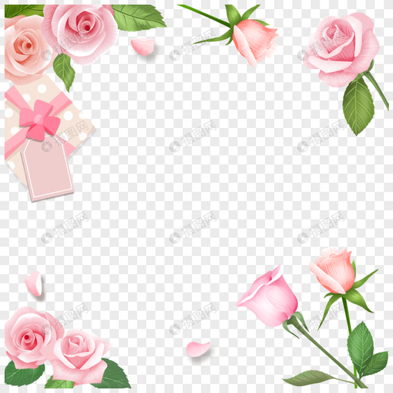 玫瑰花礼物手绘边框图片