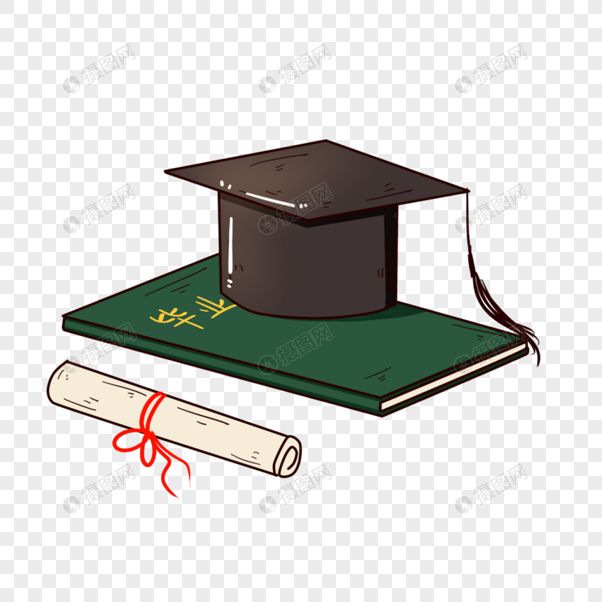 毕业证书与学士帽图片