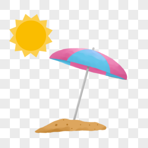 夏季沙滩防晒伞卡通素材下载图片