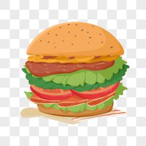 多层汉堡食物扁平化元素快餐店汉堡店图片