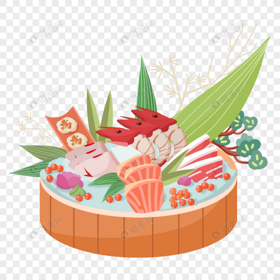 拼盘日本快餐海鲜生鱼片海鲜虾鱼子鳗鱼芥末图片