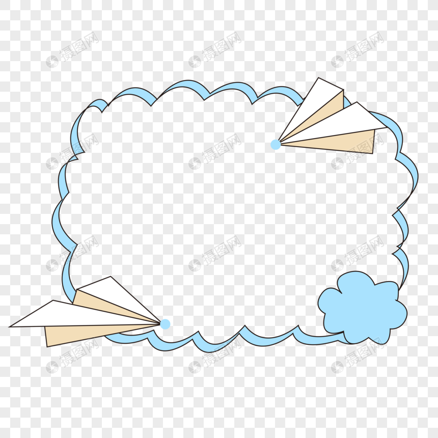 飞机云朵蓝色边框图片