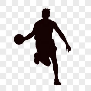 篮球黑白篮球运动员剪影素材