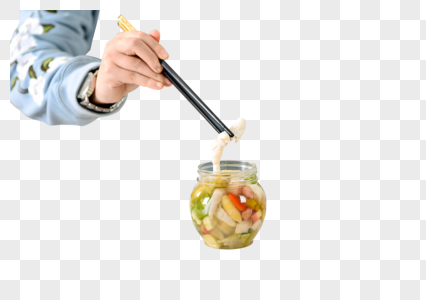 筷子夹泡菜图片