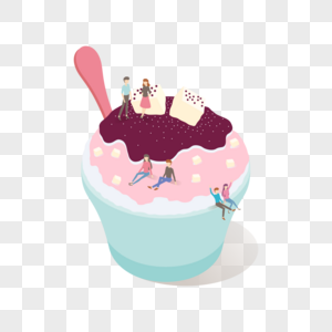 冰淇凌上玩耍的可爱人物图片
