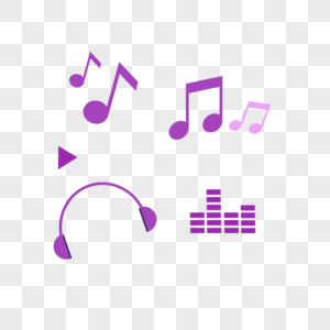 紫色音乐音符耳机图标图片
