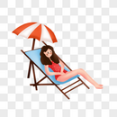 坐在沙滩椅上的女孩图片
