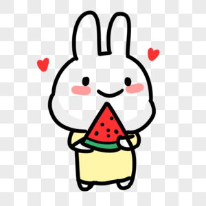 小兔子吃西瓜表情包图片