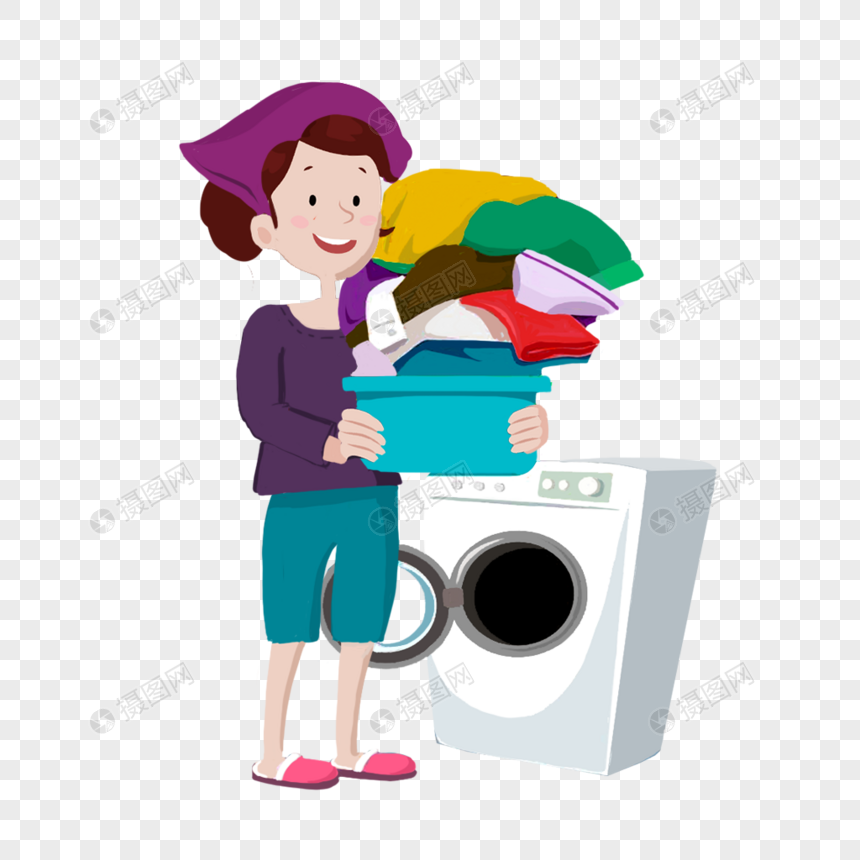 洗衣服的女人图片