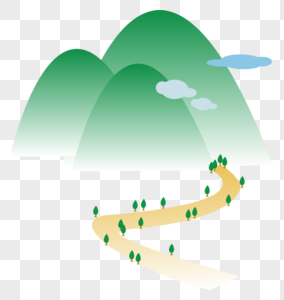 扁平化山路绿色大山高清图片