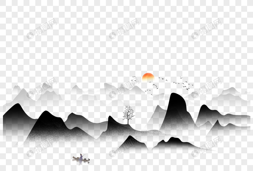 水墨山水元素素材下载-正版素材401243807-摄图网