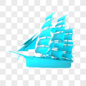 蓝色帆船图片