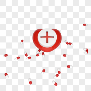 医疗健康红色的心红十字高清图片