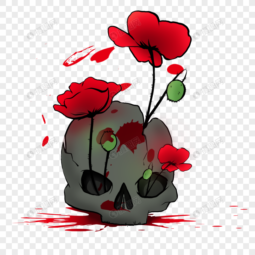 免抠元素 花卉植物元素 建党节 禁毒.