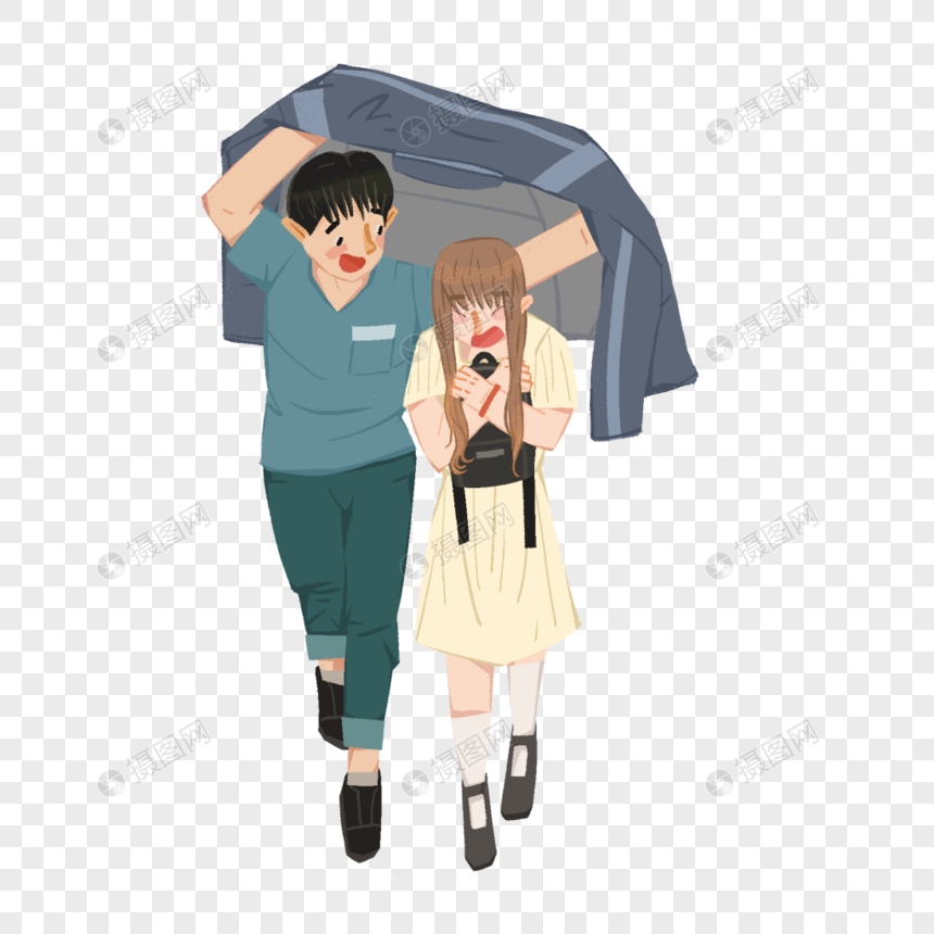 帮女孩挡雨的男孩情侣情侣图片