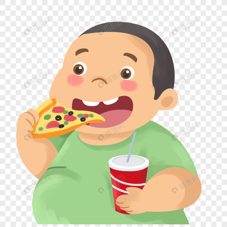 吃披萨的小胖子图片