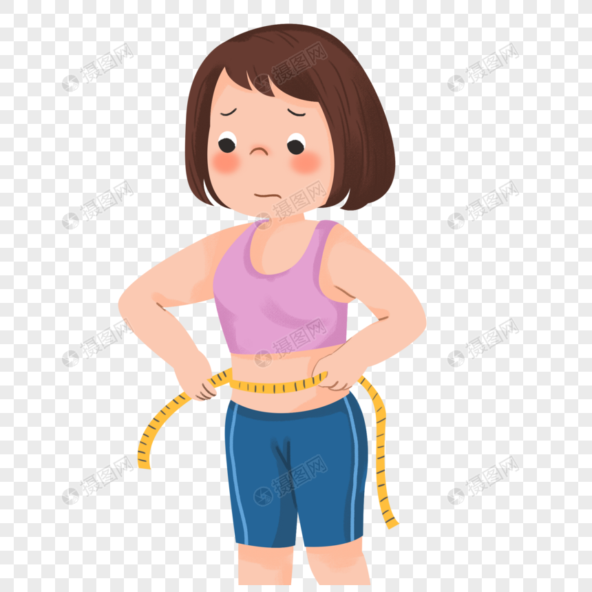 减肥期间在量腰围的女孩