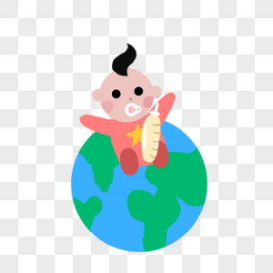 婴儿坐在地球图片