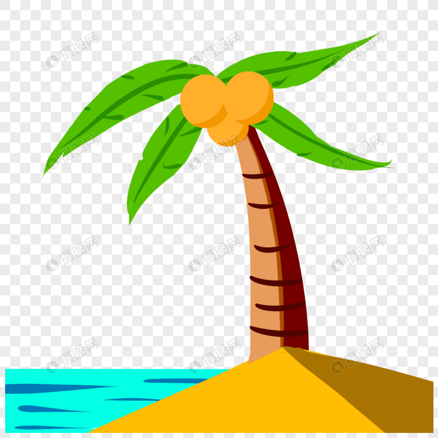 夏天海滩椰子树图片