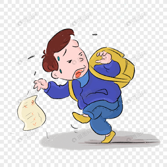 男孩背着书包逃跑漫画图片