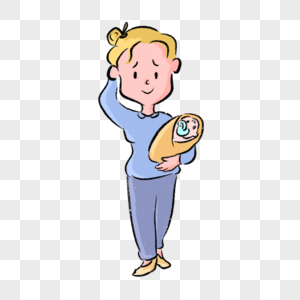 宝妈抱着婴儿发愁漫画高清图片