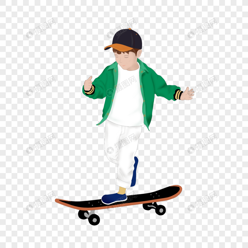 玩滑板的男孩