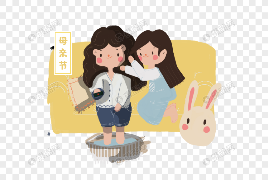 帮母亲捶背的女孩