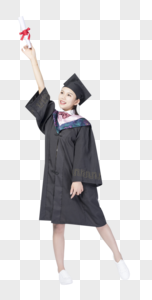 拿着毕业证书的毕业女学生高清图片