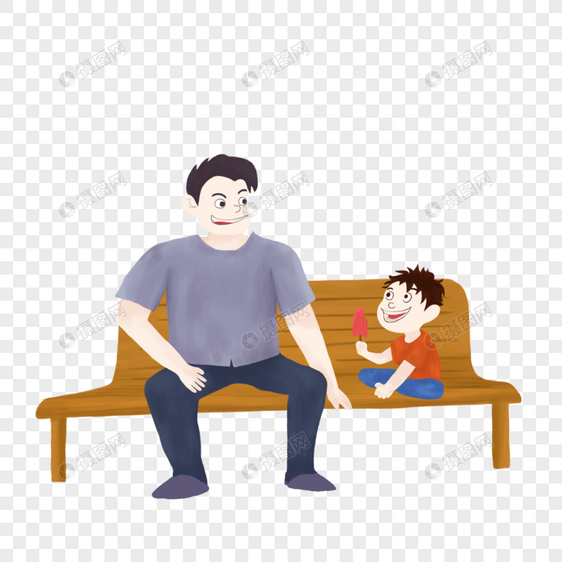 父亲节父亲和孩子坐在凳子上玩图片