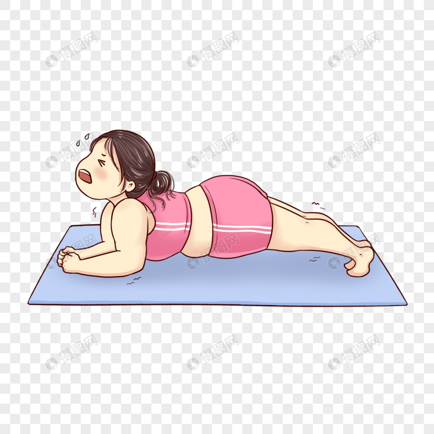 免抠元素 手绘/卡通元素 胖女孩减肥.psd