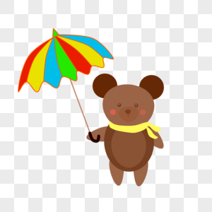 打伞的小熊熊图片