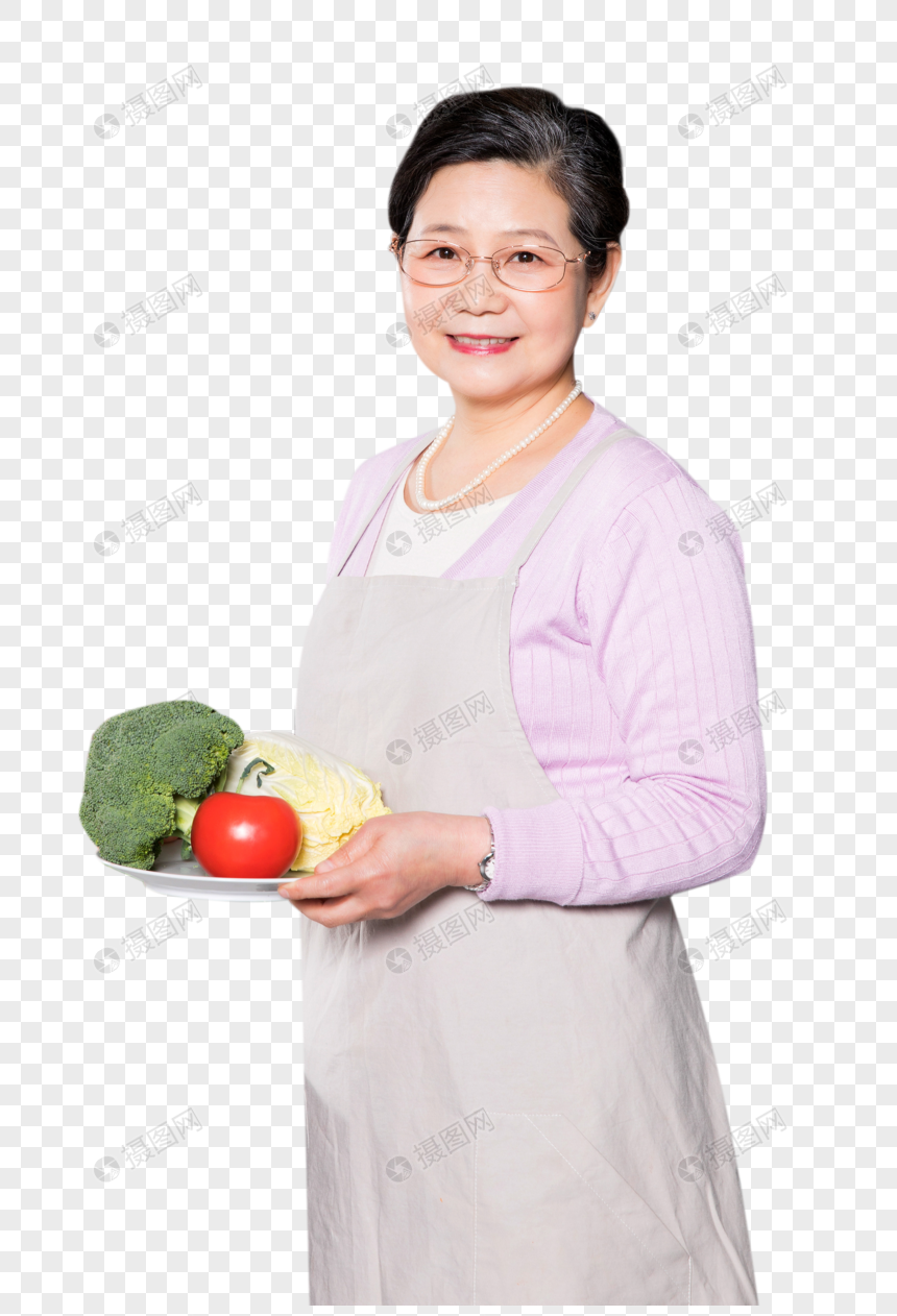 奶奶端蔬菜图片