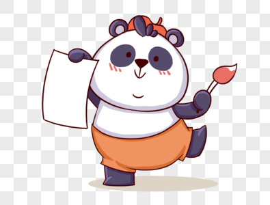 小熊猫画家熊猫画画萌萌的高清图片