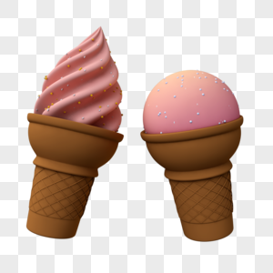 立体粉色甜筒冰淇淋图片