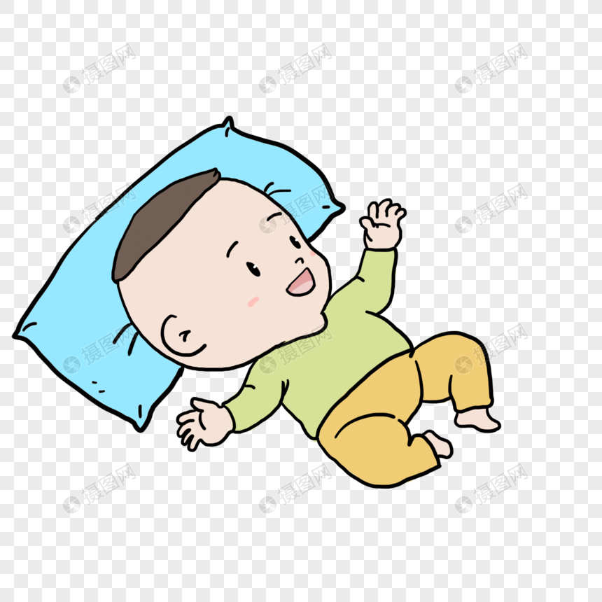 免抠元素 手绘/卡通元素 躺着的婴儿.