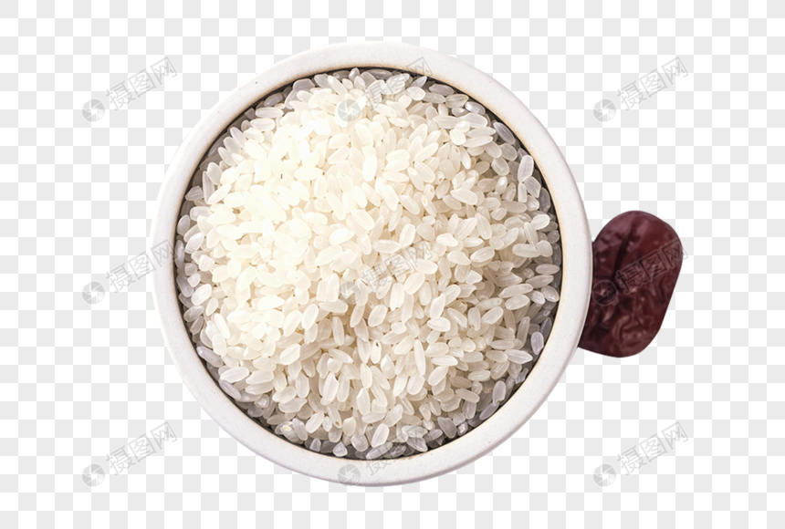一盆大米和一颗红枣图片