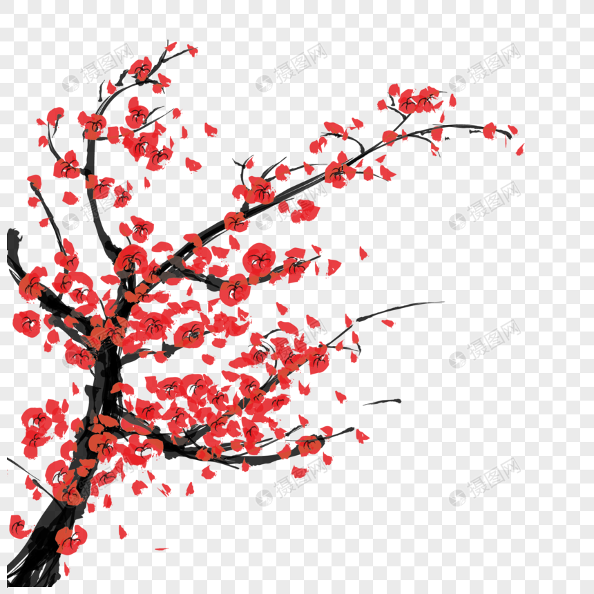梅花免抠素材梅树水墨梅花