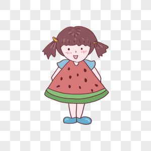 小女孩穿着西瓜裙图片