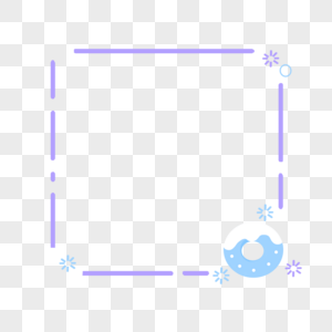 甜甜圈蓝色正方形简约手绘边框图片