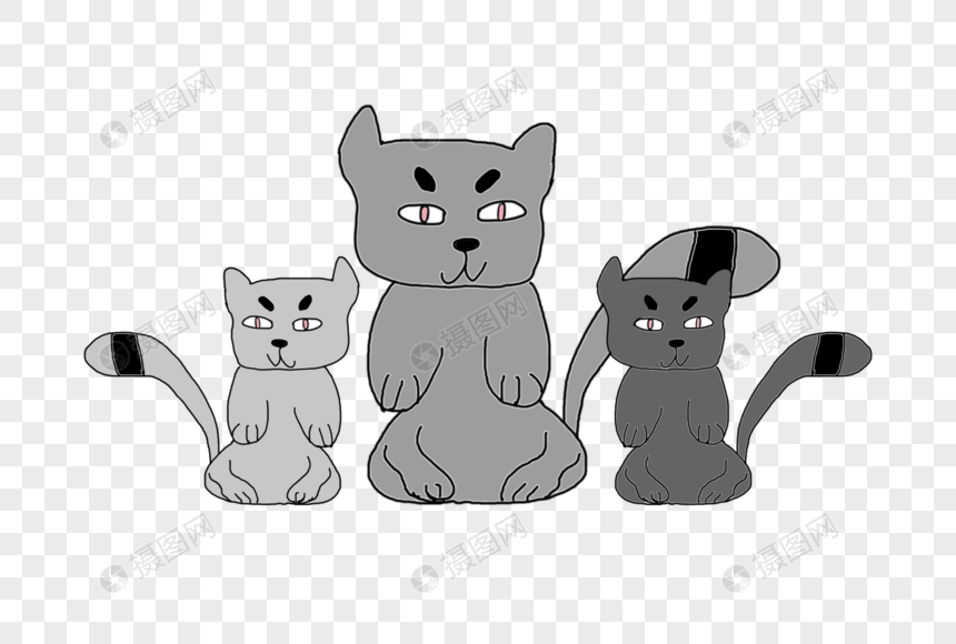 手绘/卡通元素 猫咪一家.