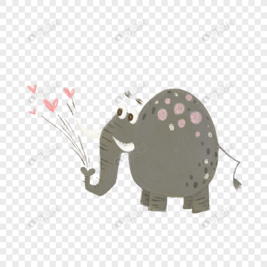手绘儿童插画ins网红风格可爱大象图片