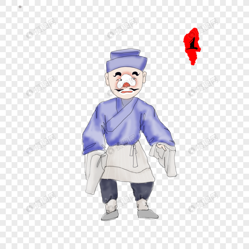 手绘戏剧丑角