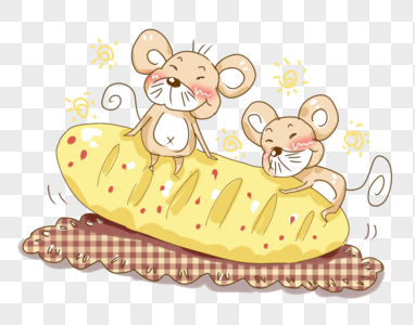 两只老鼠吃面包高清图片