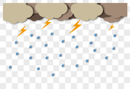 剪纸风格的雷雨天气图片